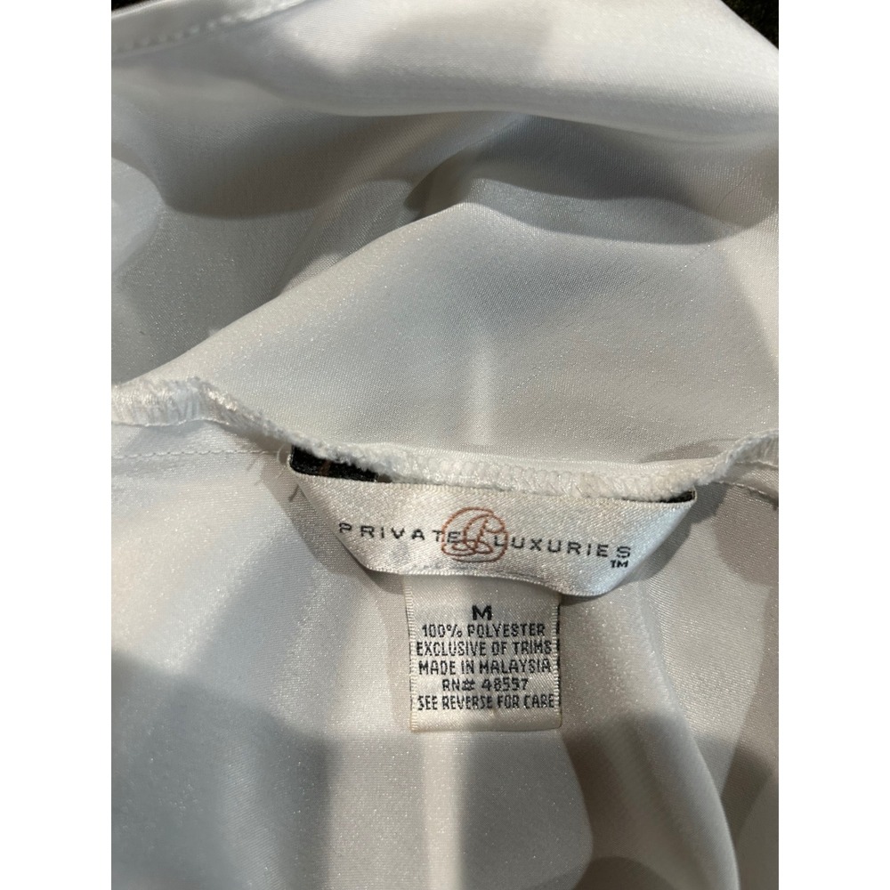 Private Luxuries White Satin Floral Embroidered Chemise Nightgown Cowl Neck M - Picture 4 of 4